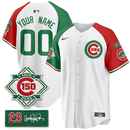 Custom CHC Limited Mexico Jersey - 150th Anniversary + Ryne Sandberg Tribute Patch Stitched
