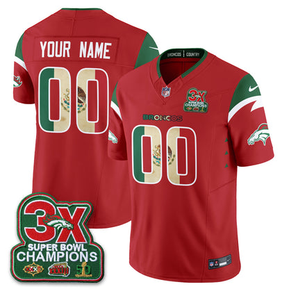 Denver Broncos Mexico Edition Vapor Custom Jersey - Stitched