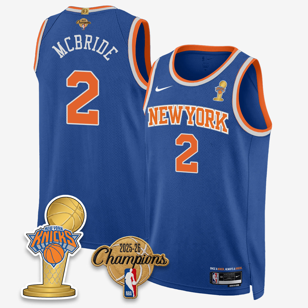 NYK 2026 Basketball Champions Vapor Jersey - Stitched