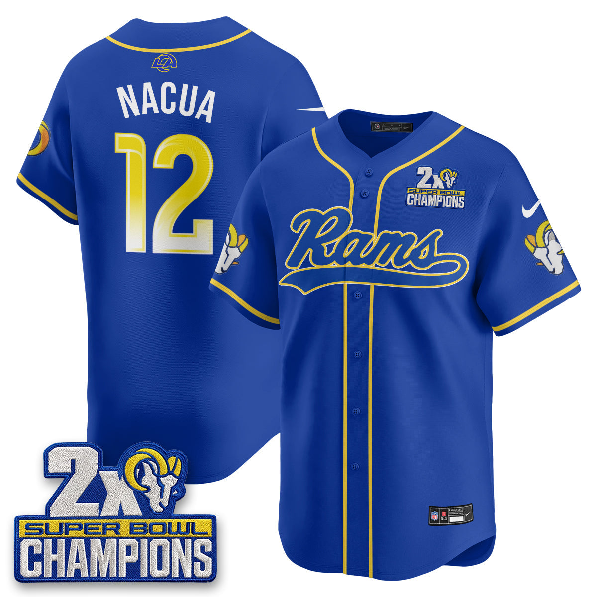 LAR 2X Champs Rivalries Baseball Vapor Jersey - Stitched
