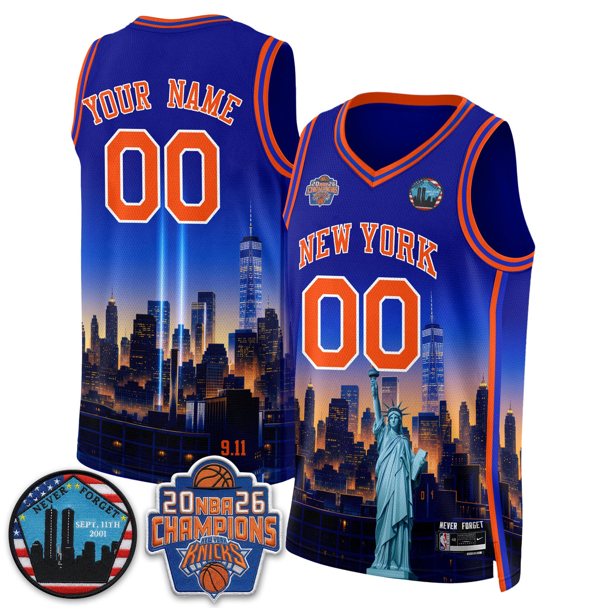 NYK Skyline Never Forget 9/11 Edition Vapor Custom Jersey - Printed