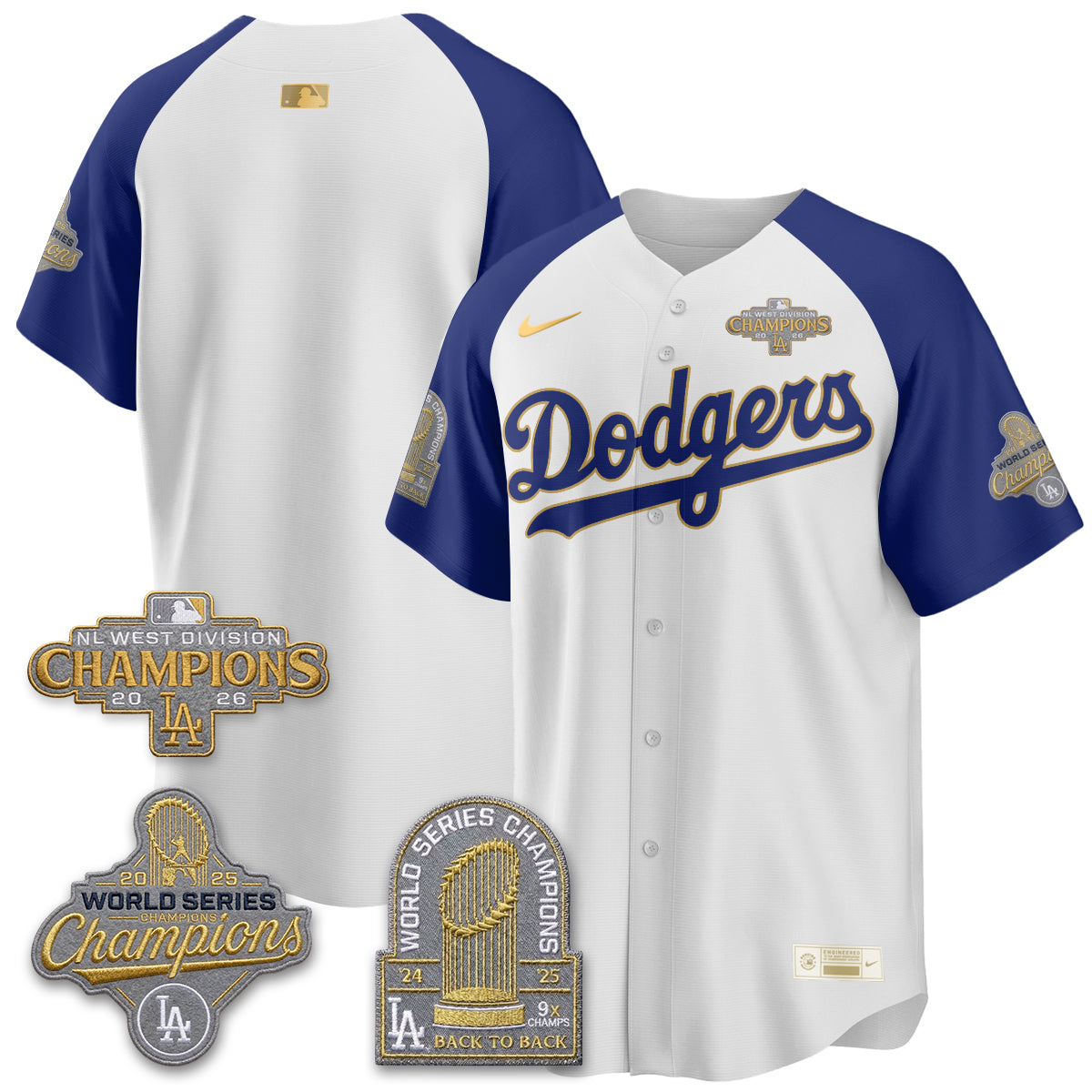 LAD 2026 NL West Champs Gold Vapor Jersey- Stitched