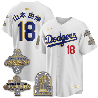 LAD Gold Collection Stadium Vapor Limited Jersey - Back to Back 9x Champs - Stitched