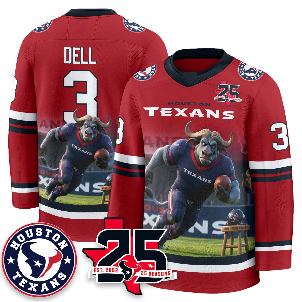 HOU x Bull Chief Edition Hockey Jersey - Printed