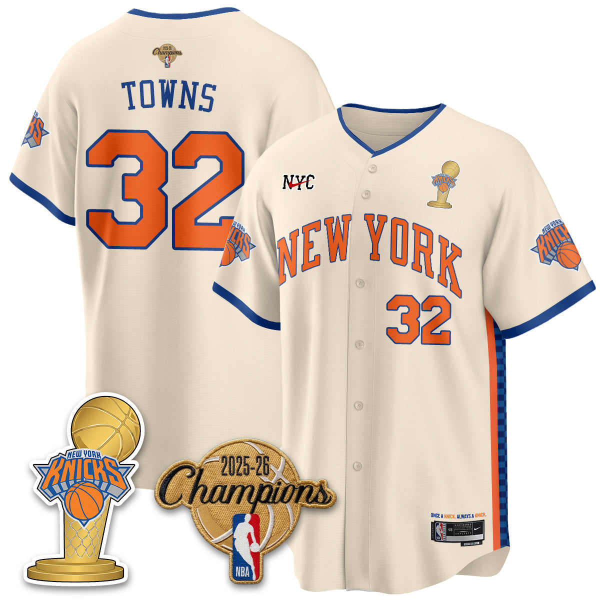 NYK 2026 NBA Champions Vapor Jersey - Stitched