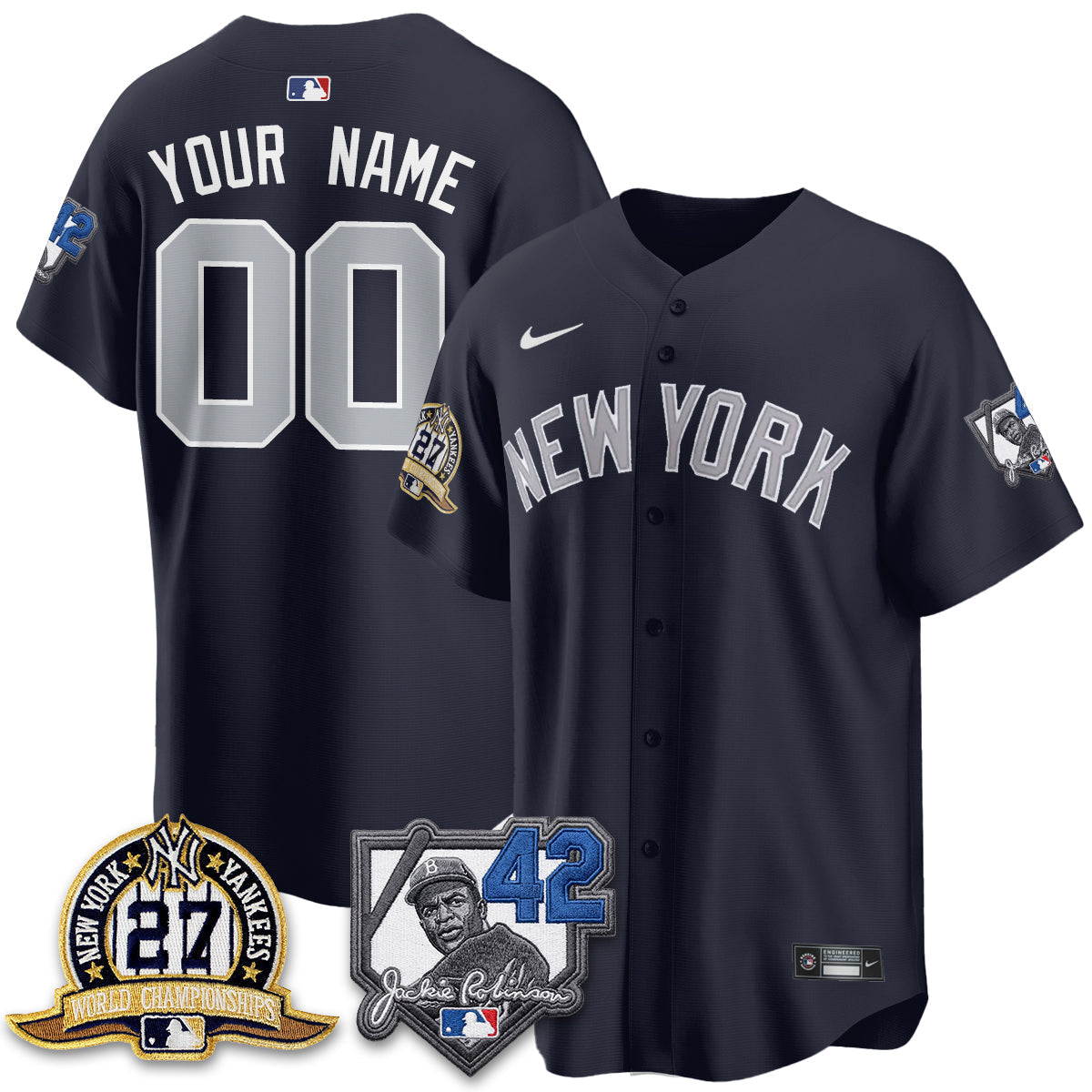 NYY 2026 Jackie Robinson Day Vapor Limited Custom Jersey - Stitched