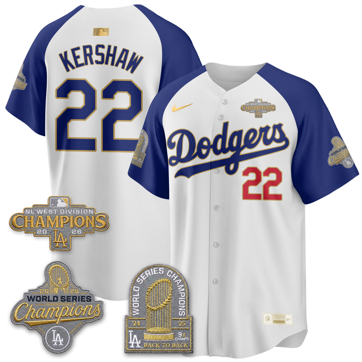 LAD 2026 NL West Champs Gold Vapor Jersey- Stitched