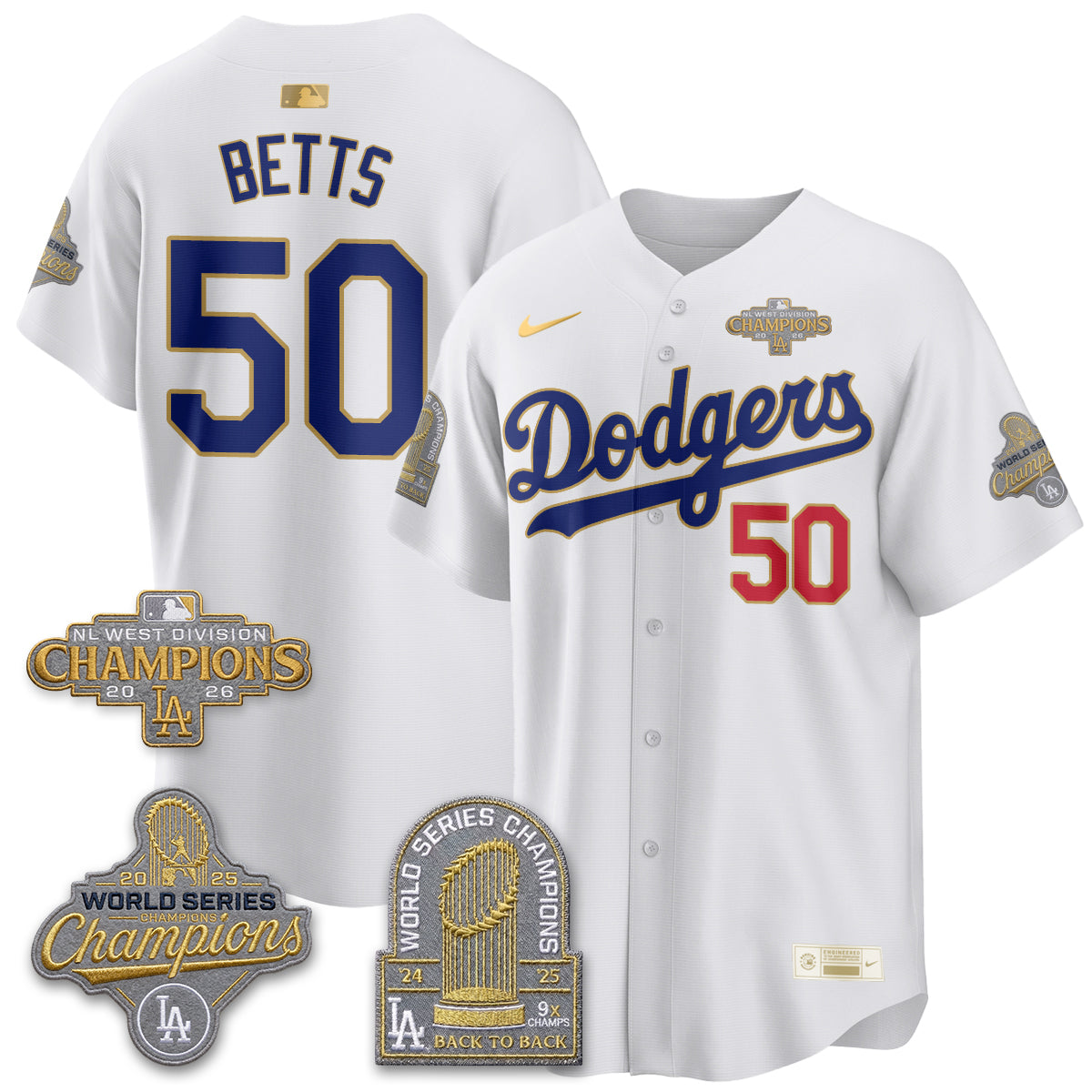 LAD 2026 NL West Champs Gold Vapor Jersey- Stitched