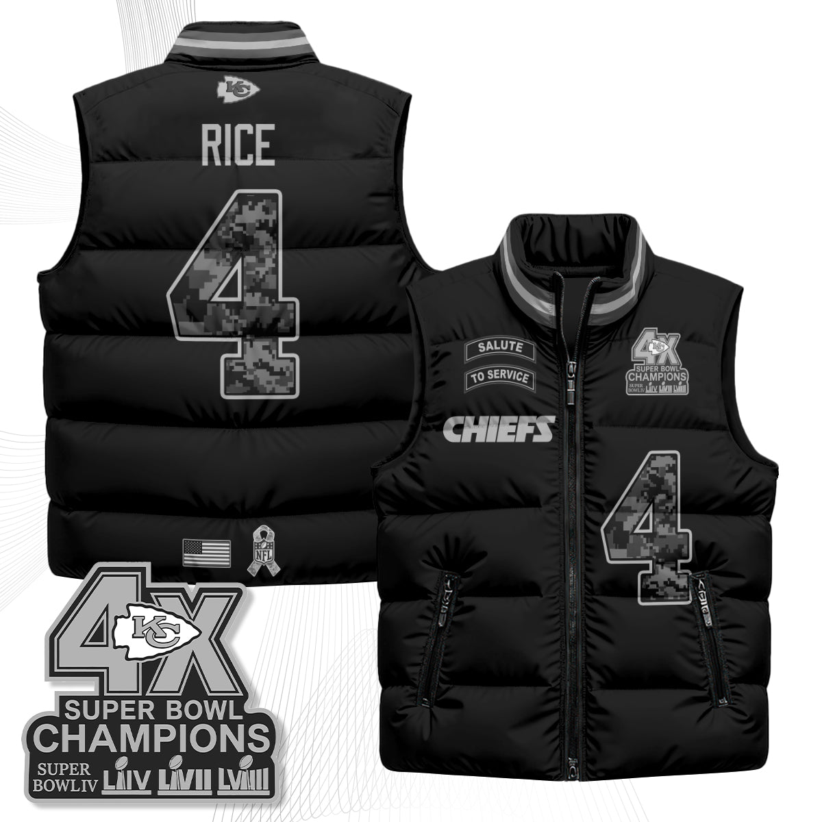 KC 2026 Salute to Service Puffer Vest - Printed