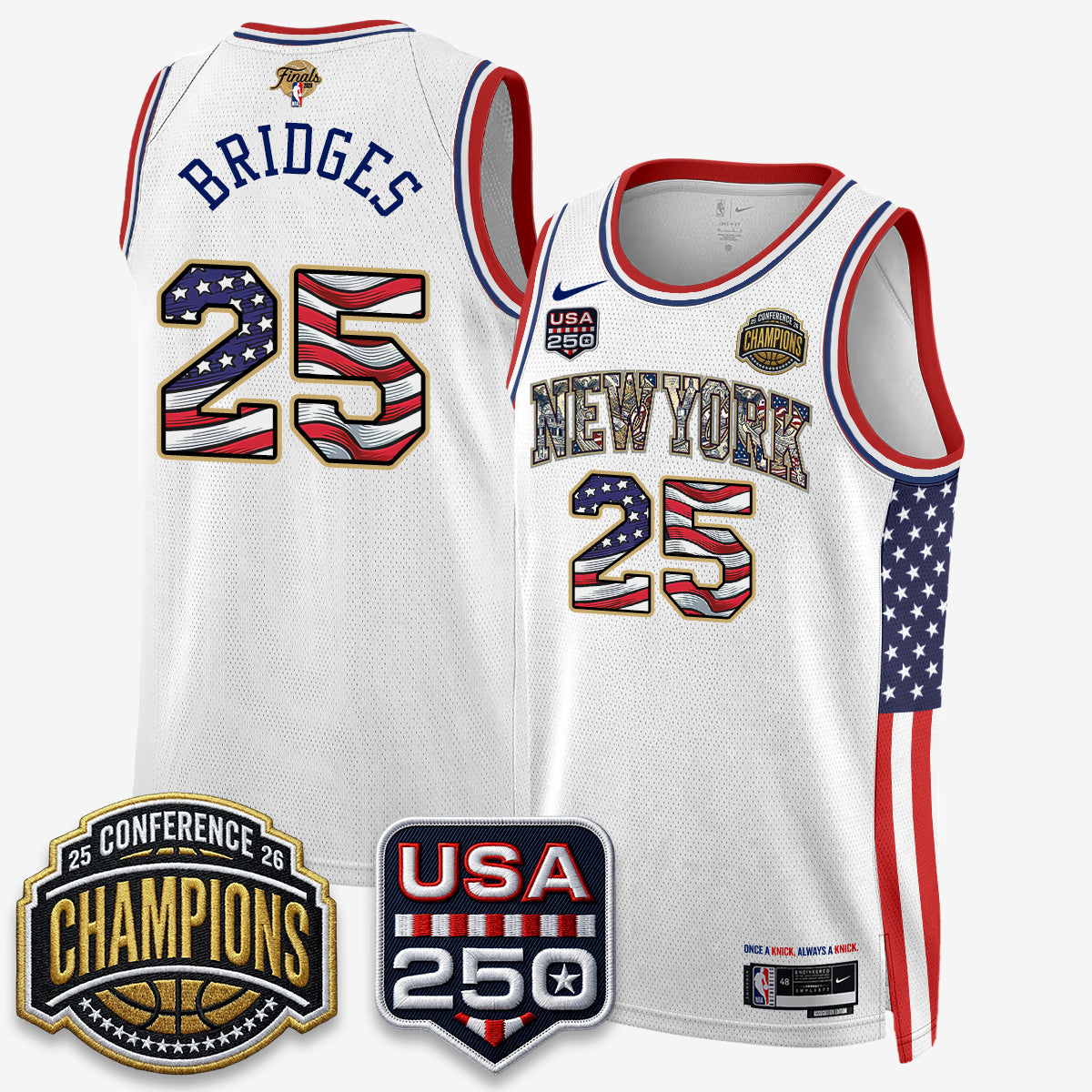 NYK 2026 NBA Eastern Conference Champions x Fourth of July Vapor Jersey - Stitched