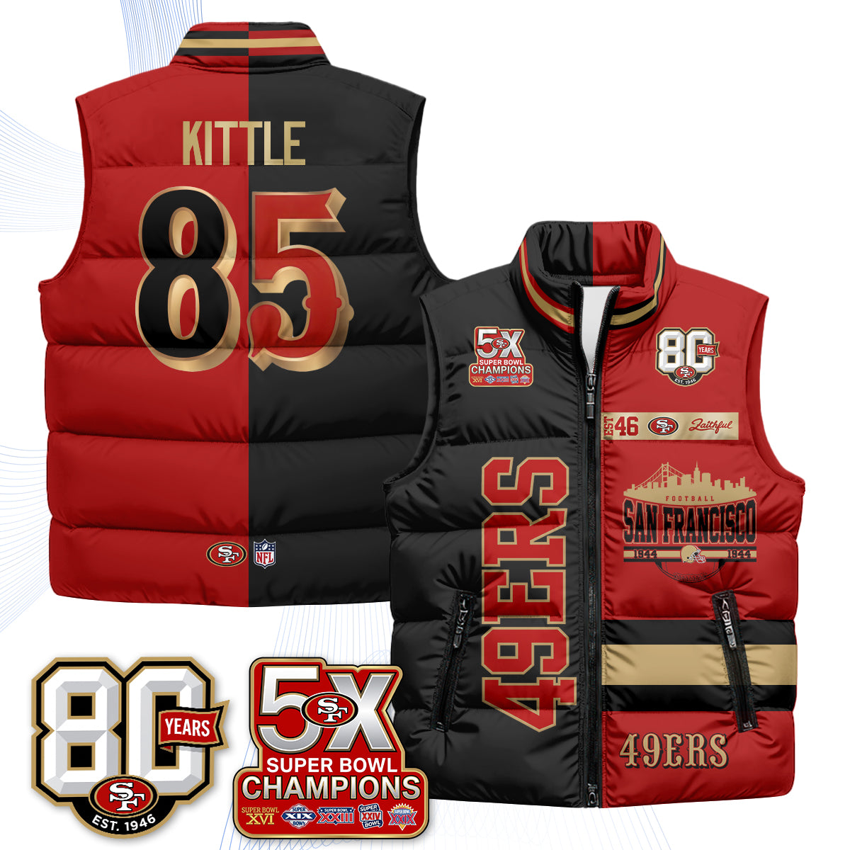 SF Faithful to The Bay Puffer Vest - Printed