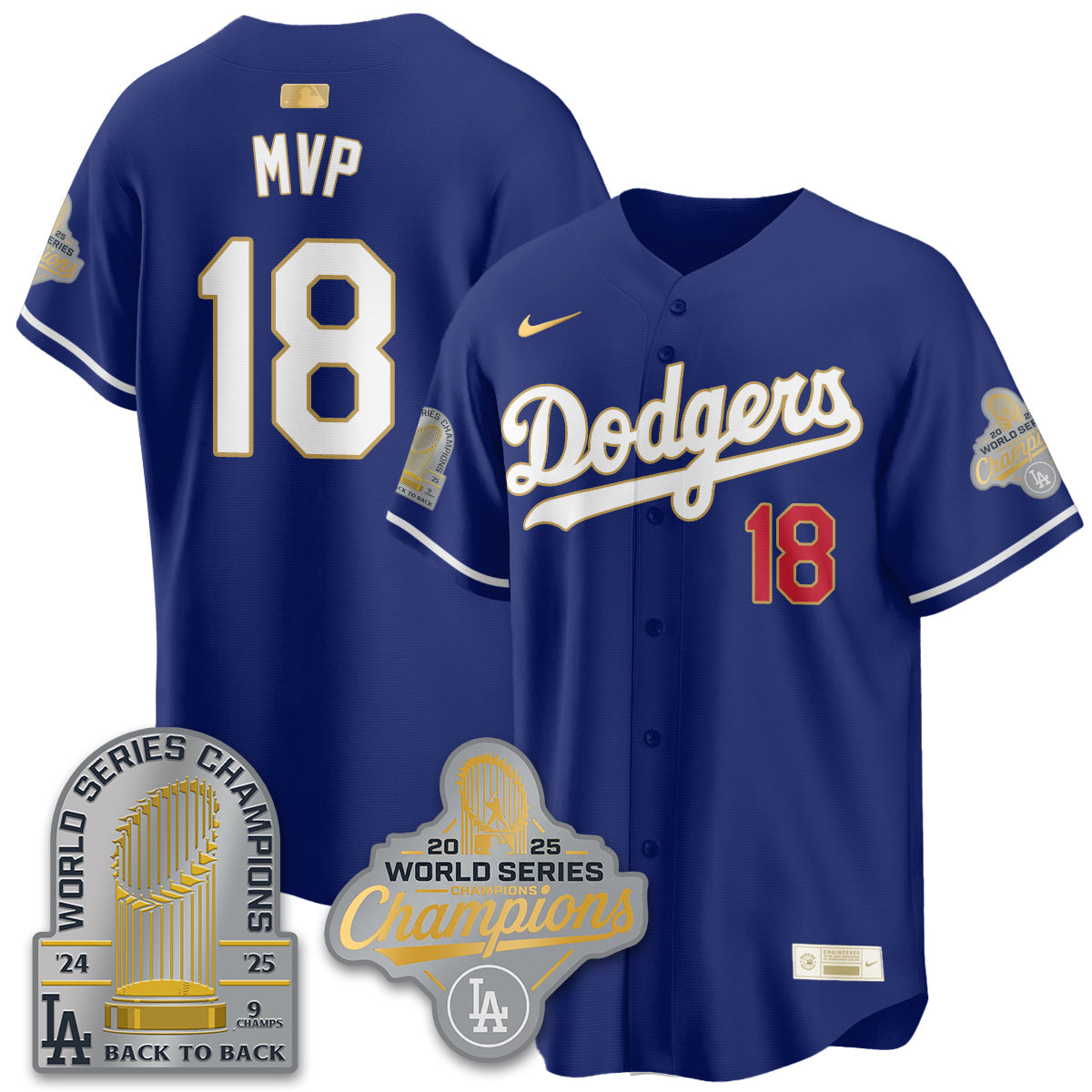 LAD Gold Collection Stadium Vapor Limited Jersey - 9x Champs - Stitched
