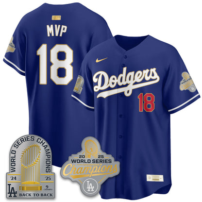 LAD Gold Collection Stadium Vapor Limited Jersey - 9x Champs - Stitched