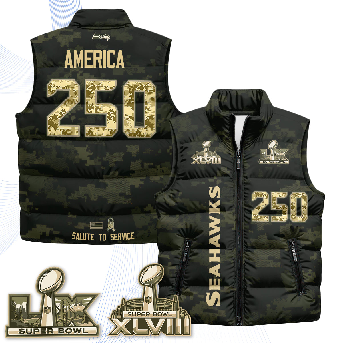 SEA 2026 Salute to Service Puffer Vest - Printed