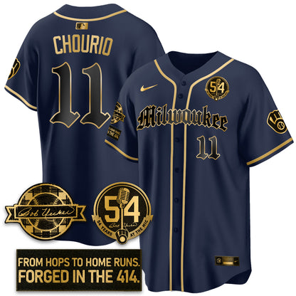MIL Bob Uecker Patch Vapor Premier Limited Jersey - Gothic Edition - Stitched