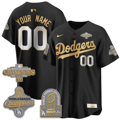LAD 2026 NL West Champs Gold Vapor Custom Jersey- Stitched