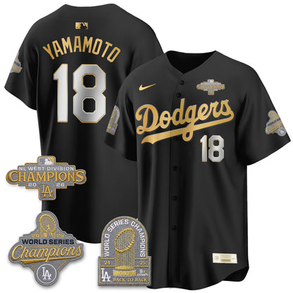 LAD 2026 NL West Champs Gold Vapor Jersey- Stitched