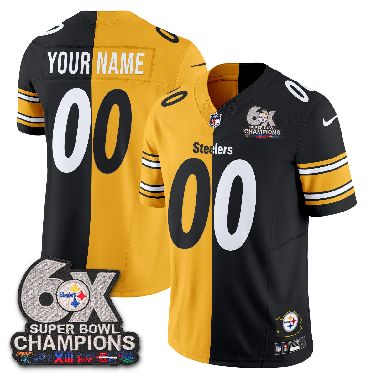 PIT 6x SBowl Split Edition Vapor Custom Jersey - Stitched