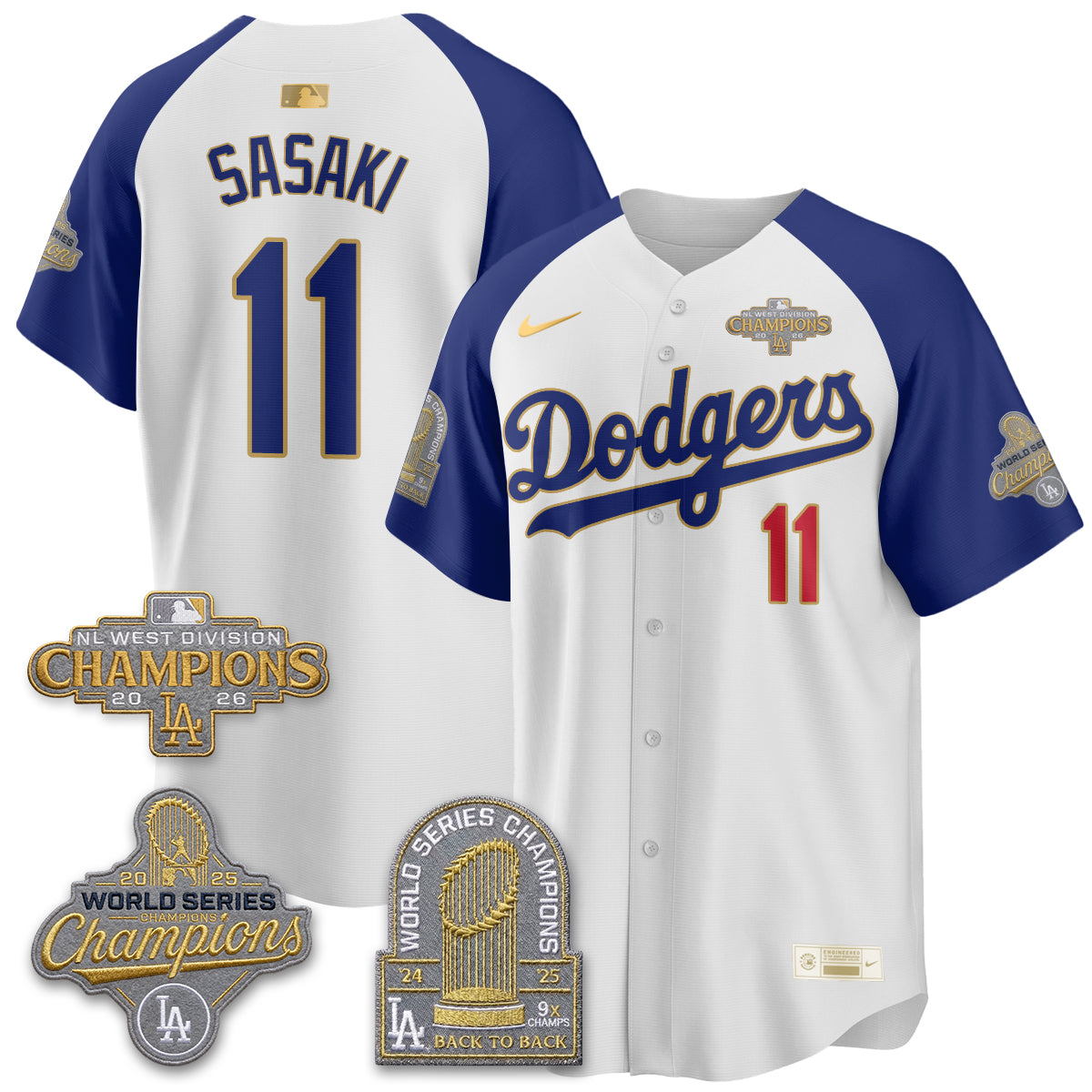 LAD 2026 NL West Champs Gold Vapor Jersey- Stitched