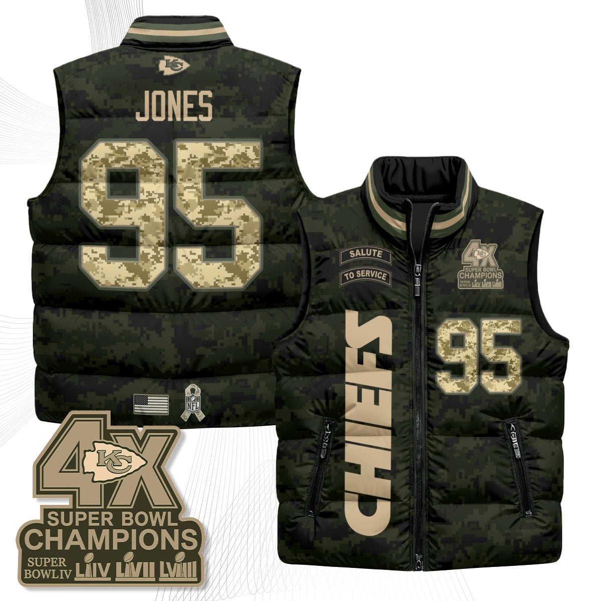 KC 2026 Salute to Service Puffer Vest - Printed