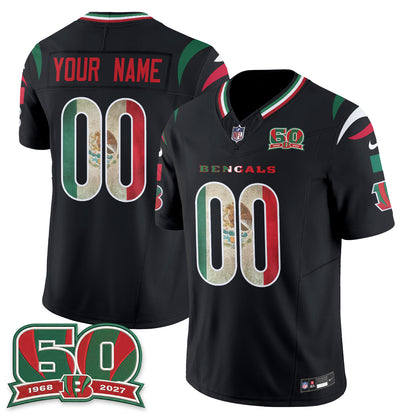 Cincinnati Bengals Mexico Edition Vapor Custom Jersey - Stitched