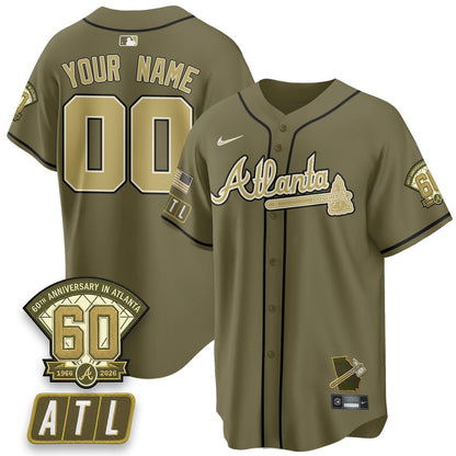 ATL New Era Olive 2026 Armed Forces Day Vapor Limited Custom Jersey - Stitched