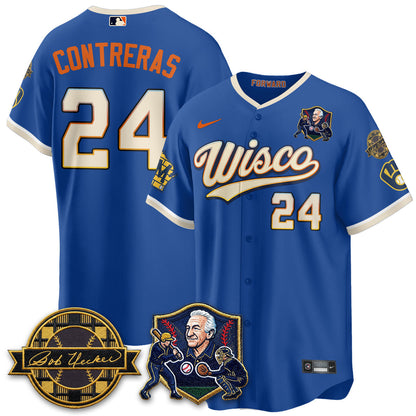 MIL Bob Uecker - 54 SSs for Brewers' Vapor Limited City Connect Jersey - Stitched