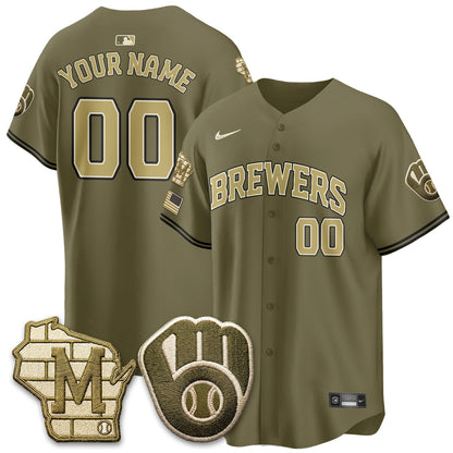 MIL New Era Olive 2026 Armed Forces Day Custom Jersey - Stitched