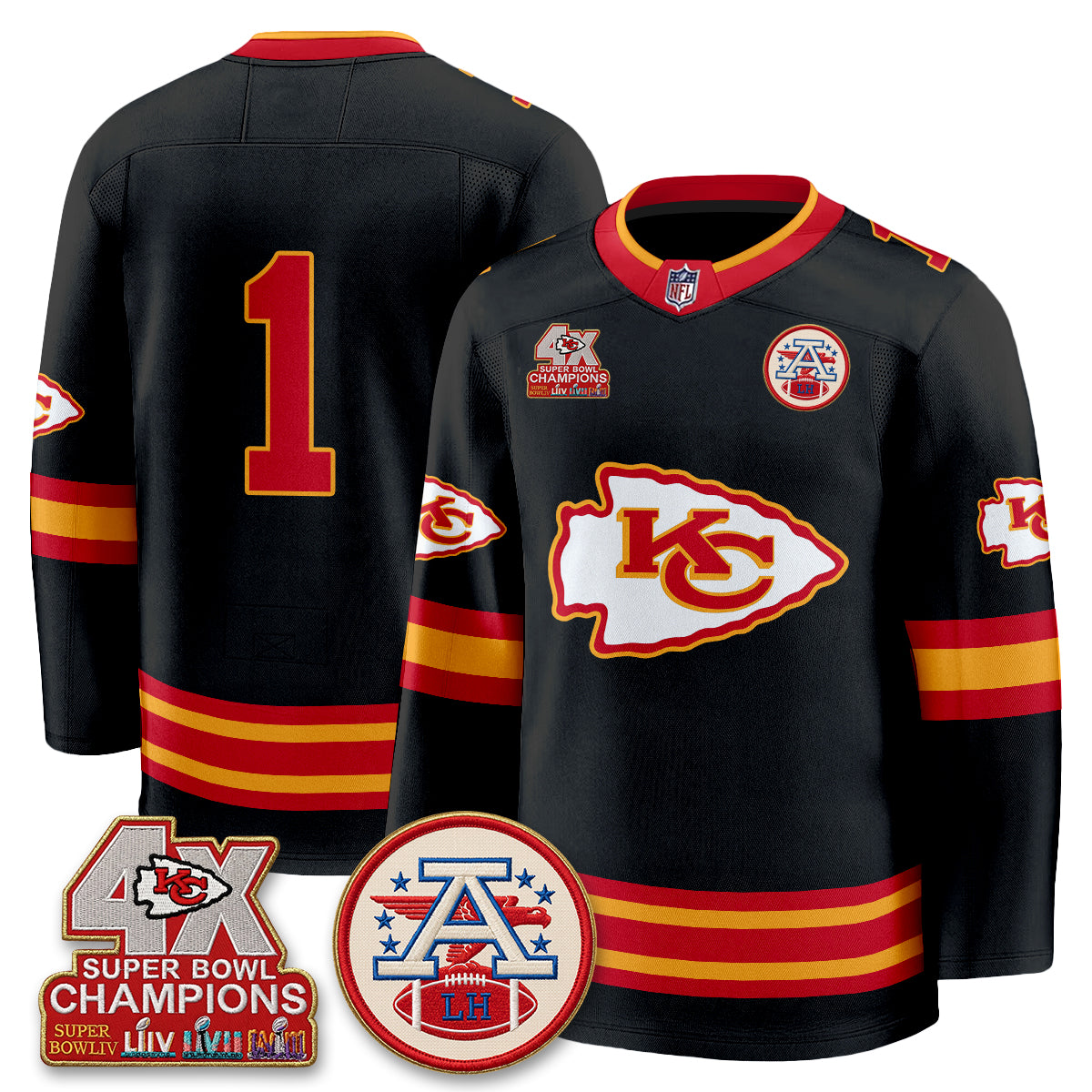 KC 4X Champs Edition Hockey Jersey - Stitched
