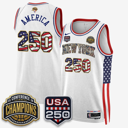 NYK 2026 NBA Eastern Conference Champions x Fourth of July Vapor Jersey - Stitched