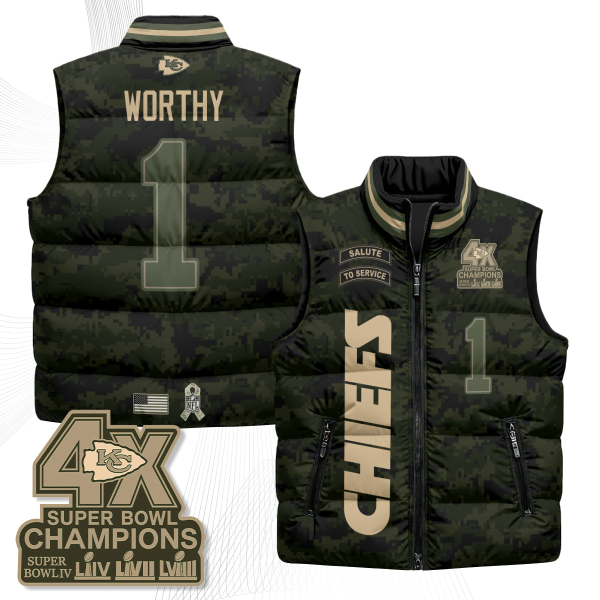 KC 2026 Salute to Service Puffer Vest - Printed