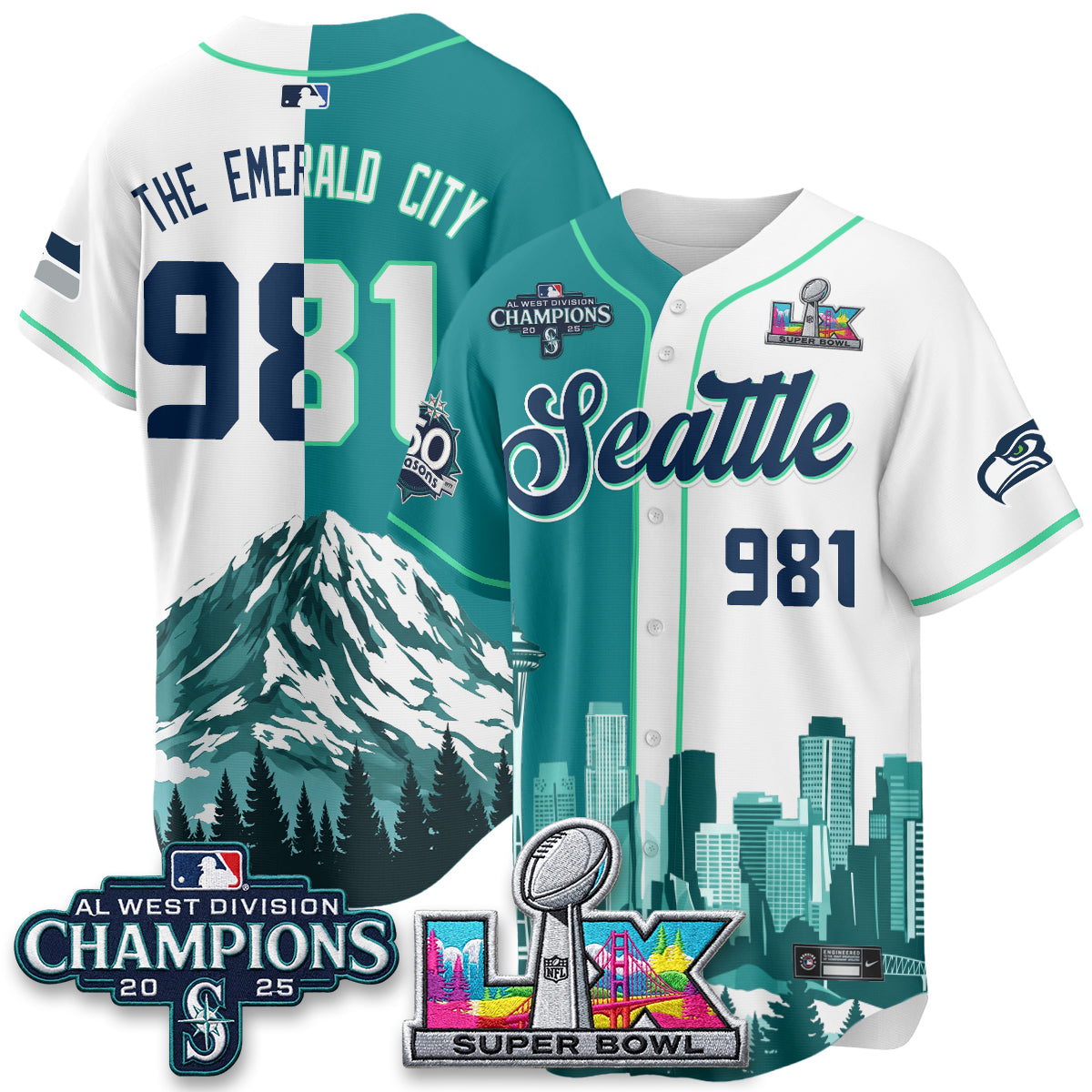 Seattle City Mariners x Seahawks Edition Vapor Jersey - Printed
