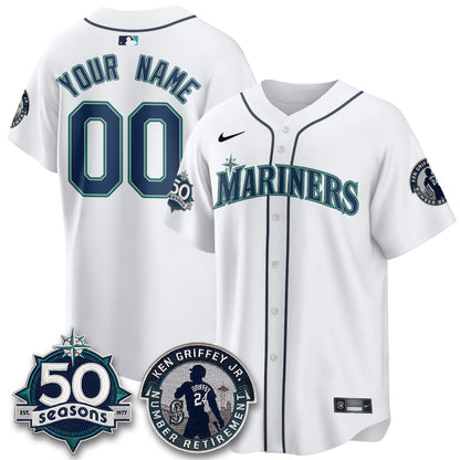 SEA Ken Griffey Jr. Patch Vapor Premier Limited Custom Jersey - Stitched