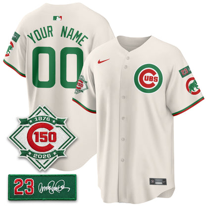 Custom CHC Limited Mexico Jersey - 150th Anniversary + Ryne Sandberg Tribute Patch Stitched