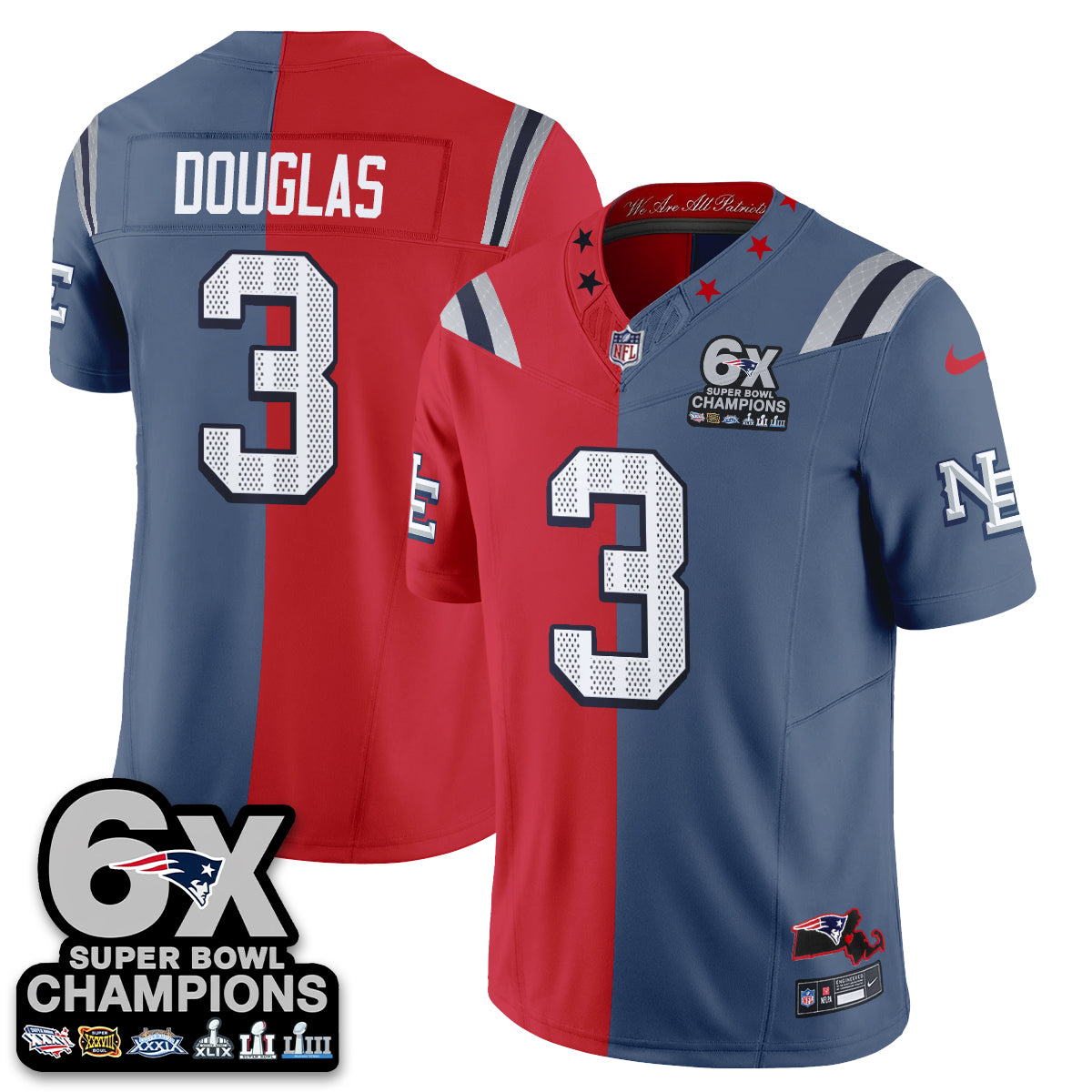 New England Patriots Rivalries Split Edition Vapor Jersey - Stitched
