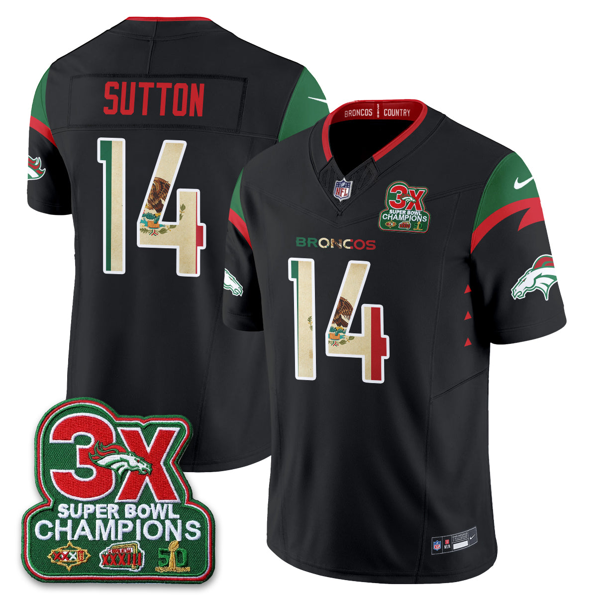 Denver Broncos Mexico Edition Vapor Jersey - Stitched