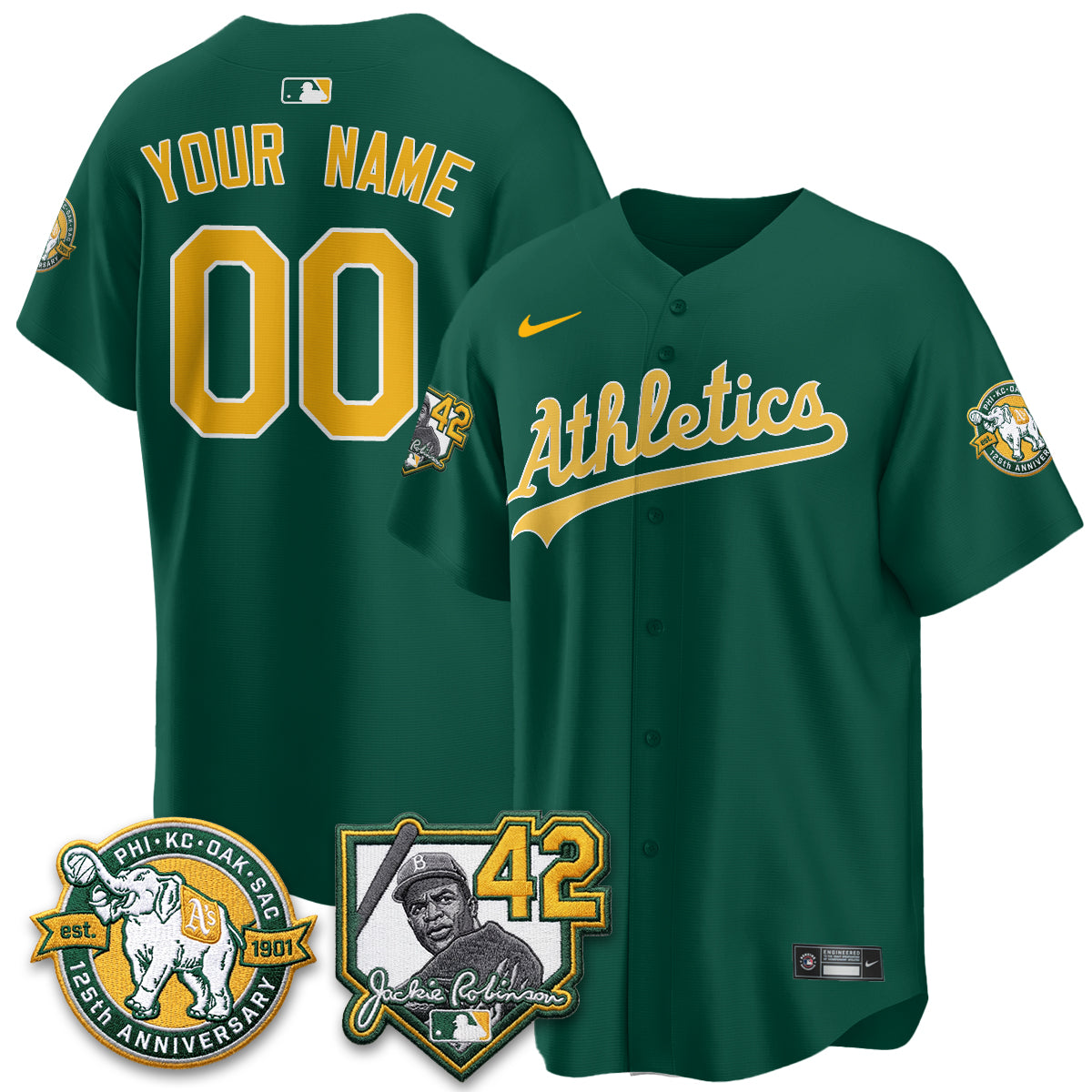 OAK 2026 Jackie Robinson Day - Celebrating 125 Years Limited Custom Vapor Jersey - Stitched