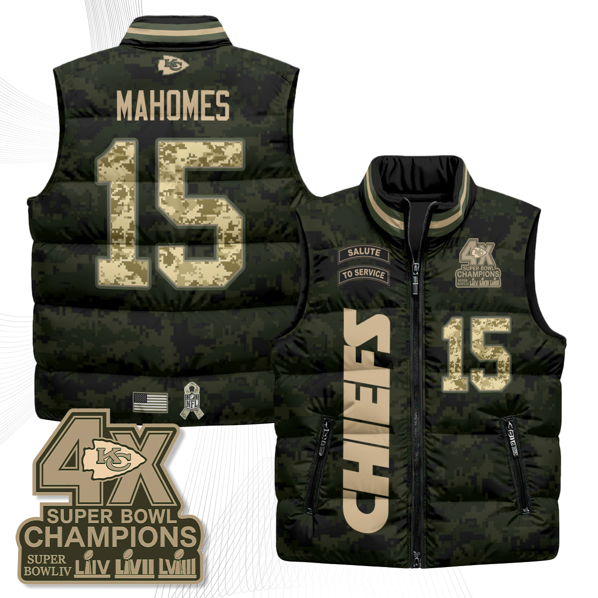 KC 2026 Salute to Service Puffer Vest - Printed