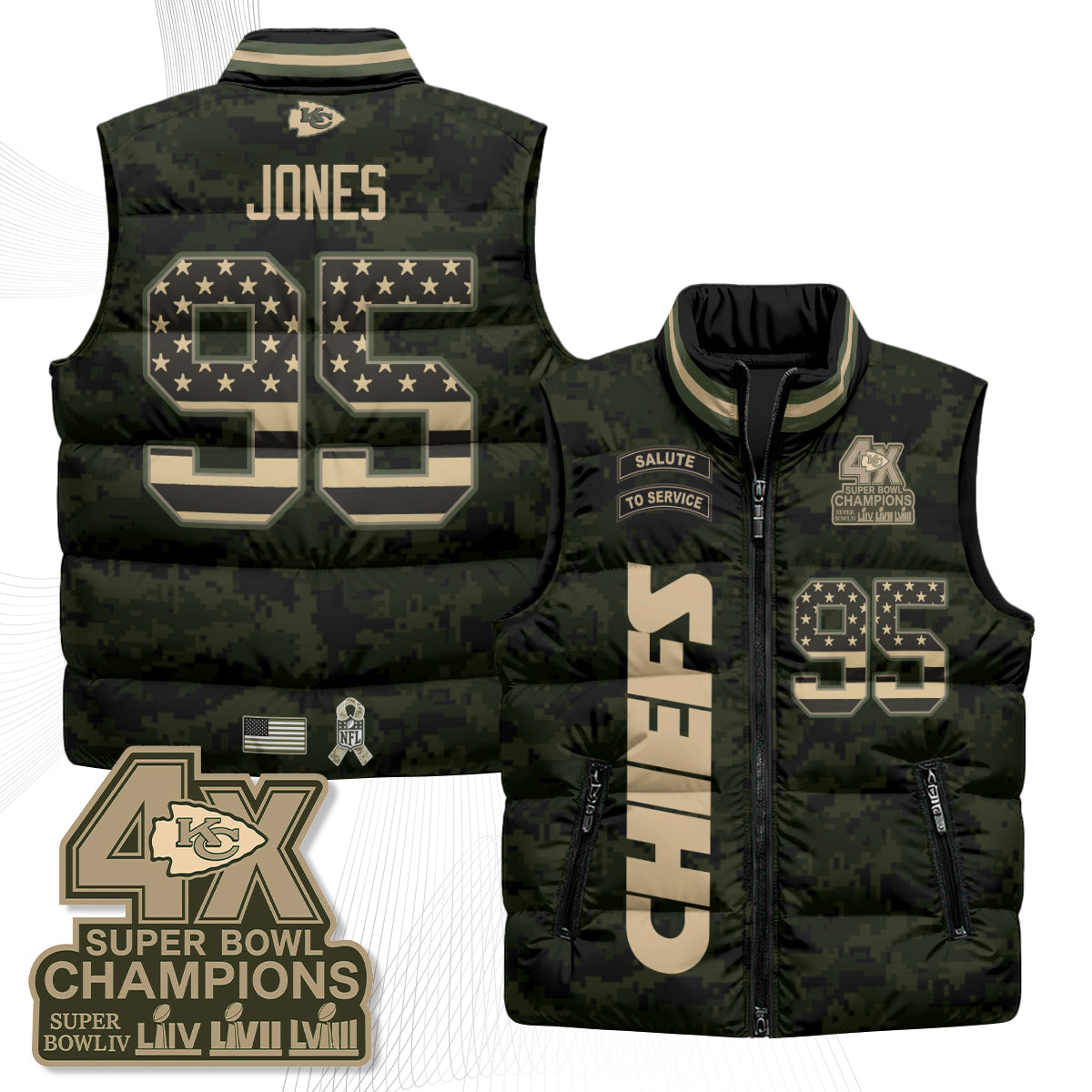 KC 2026 Salute to Service Puffer Vest - Printed