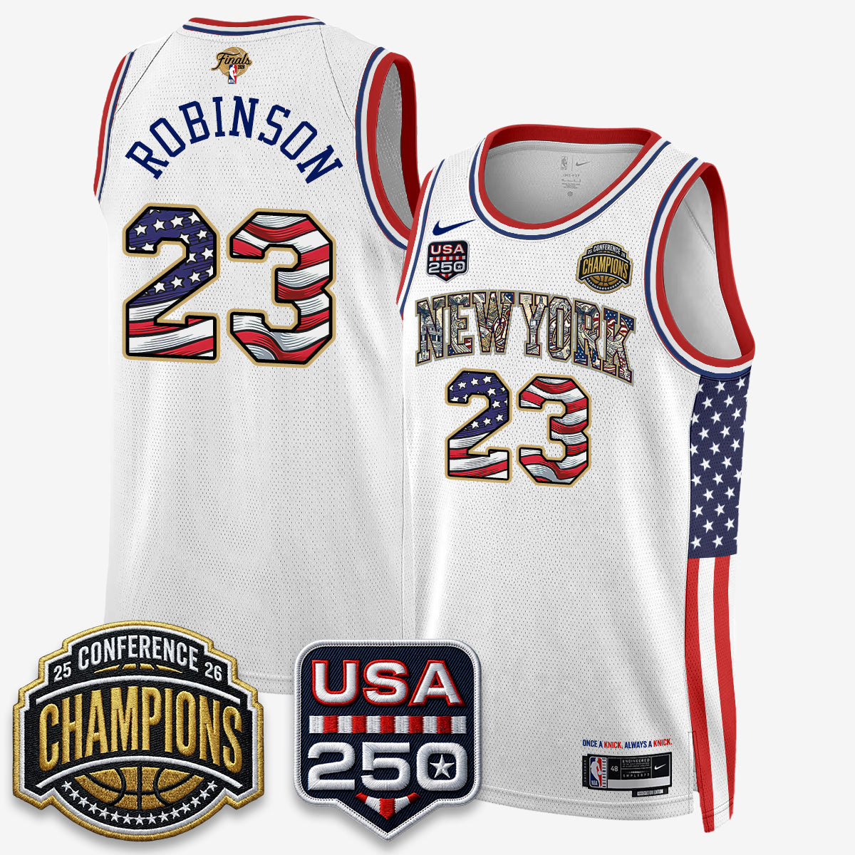 NYK 2026 NBA Eastern Conference Champions x Fourth of July Vapor Jersey - Stitched