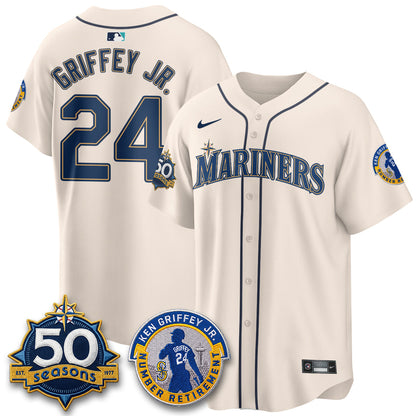 SEA Ken Griffey Jr. Patch Vapor Premier Limited Jersey - Stitched