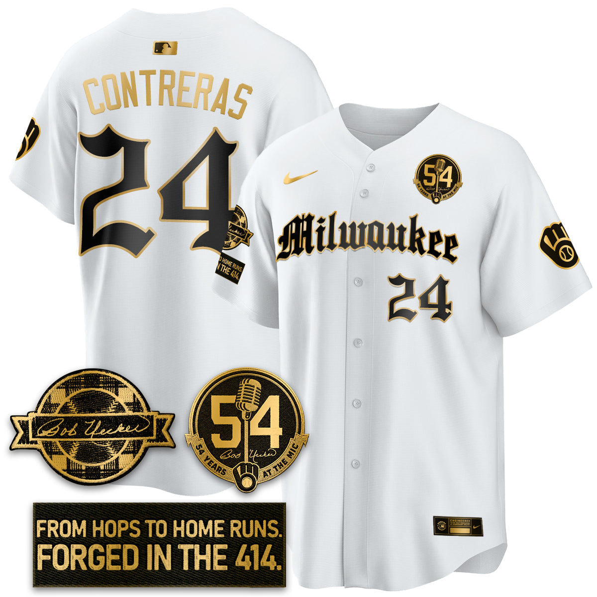 MIL Bob Uecker Patch Vapor Premier Limited Jersey - Gothic Edition - Stitched