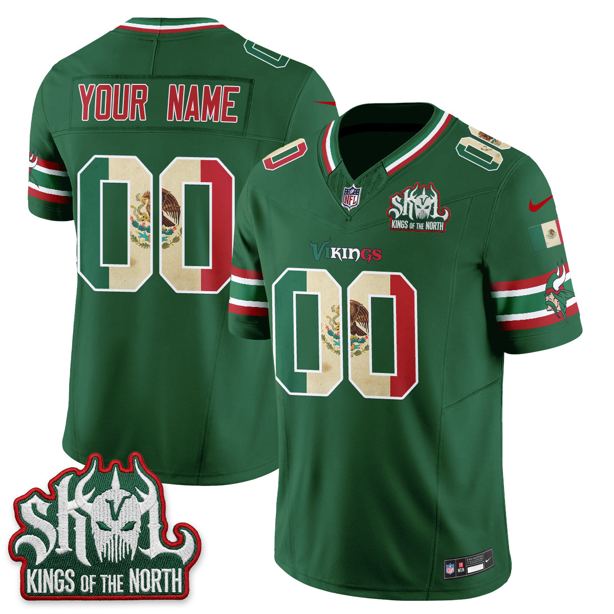 Minnesota Vikings Mexico Edition Vapor Custom Jersey - Stitched