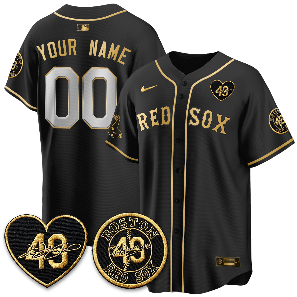 BOS Tim Wakefield Memorial Patch Vaper Premier Limited Custom Jersey - Stitched