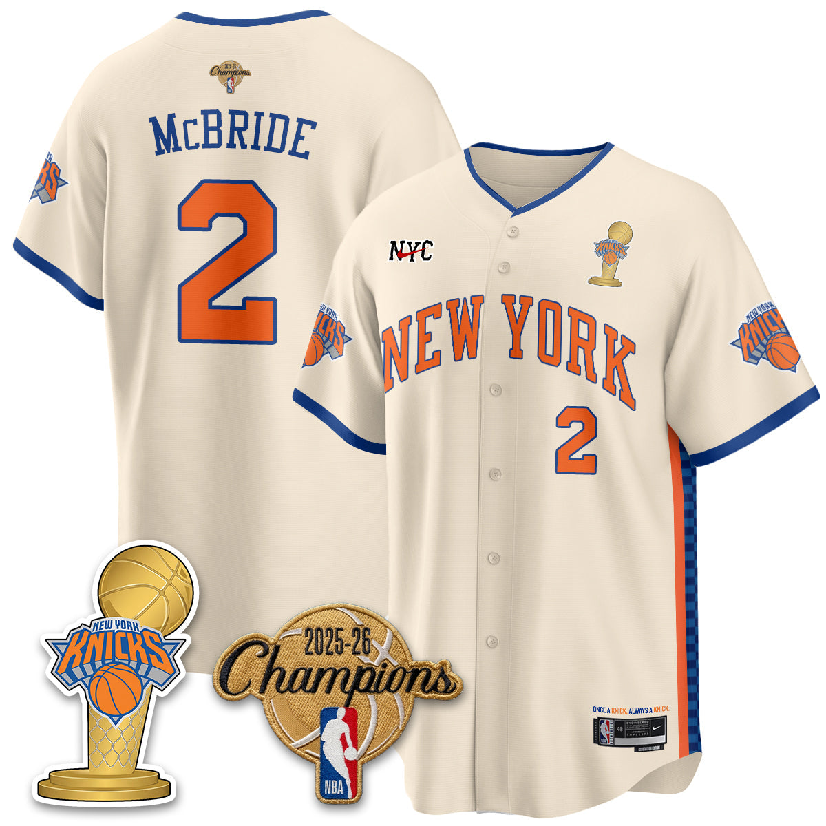 NYK 2026 NBA Champions Vapor Jersey - Stitched