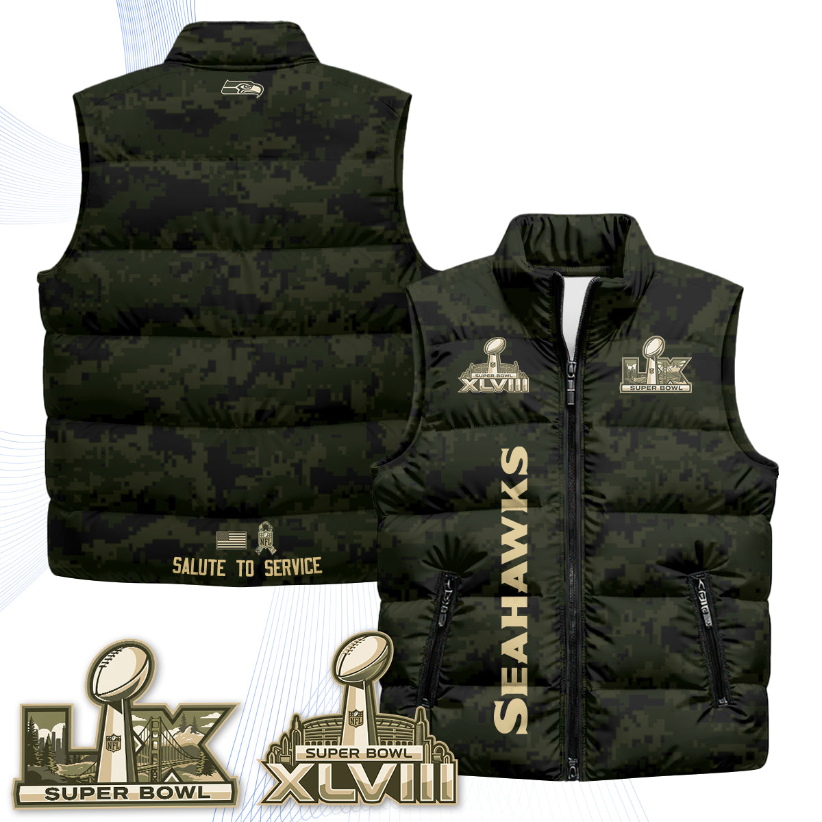SEA 2026 Salute to Service Puffer Vest - Printed