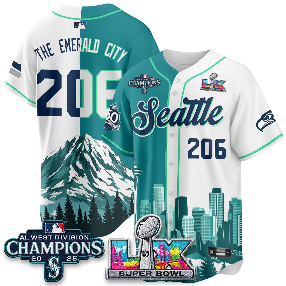 Seattle City Mariners x Seahawks Edition Vapor Jersey - Printed
