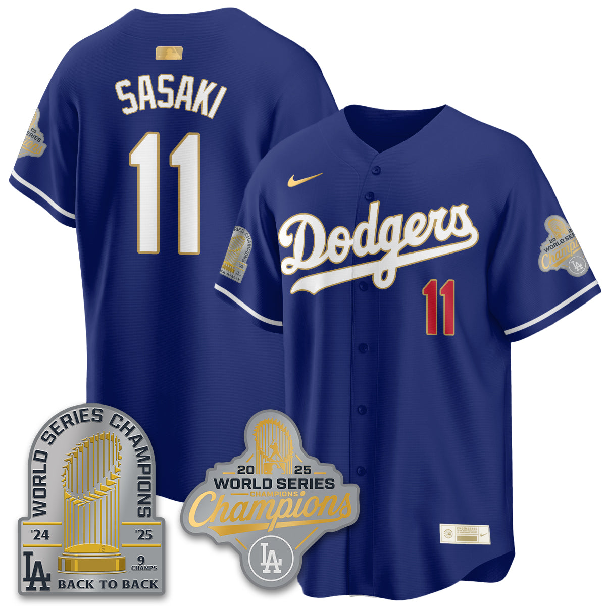 LAD Gold Collection Stadium Vapor Limited Jersey - 9x Champs - Stitched