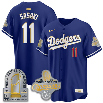 LAD Gold Collection Stadium Vapor Limited Jersey - 9x Champs - Stitched