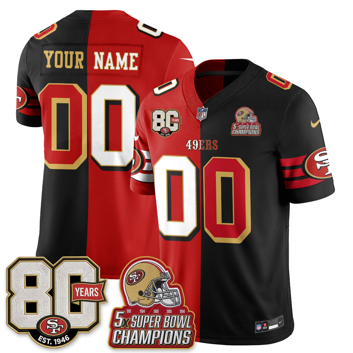 SF Split Style Vapor Custom Jersey - Stitched